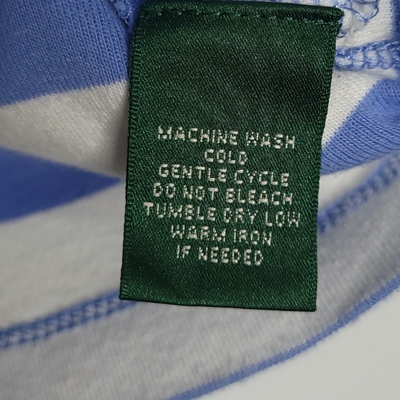 LRL Preppy Boatneck Periwinkle Blue and White Stripe 3/4 Sleeve Shirt size small - Picture 5 of 7